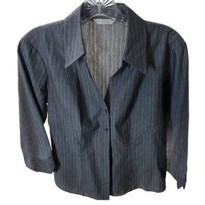 Marks & Spencer Grey Pinstriped Shirt 3/4 Quarter sleeve